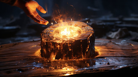 Burning candle in a dark room. Burning candle in a dark room. Burning candle in a dark room.の素材