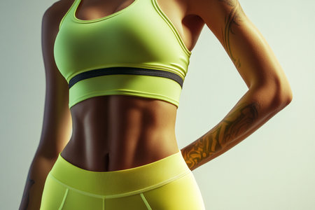Close-up of a sporty female body. Sport concept.の素材