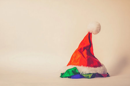 Santa Claus hat on white background. Christmas and New Year concept.の素材