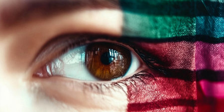 Close-up of a beautiful woman's eye. Selective focus.の素材