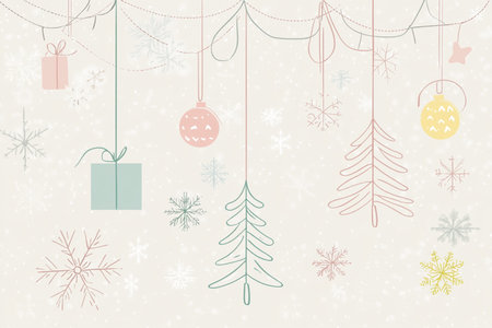 Christmas background with Christmas tree and snowflakes. Vector illustration.の素材