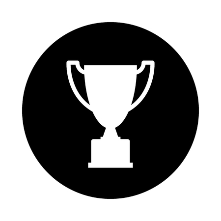 Trophy circle icon. Black, round, minimalist icon isolated on white background. Trophy simple silhouette. Web site page and mobile app design vector element.のイラスト素材