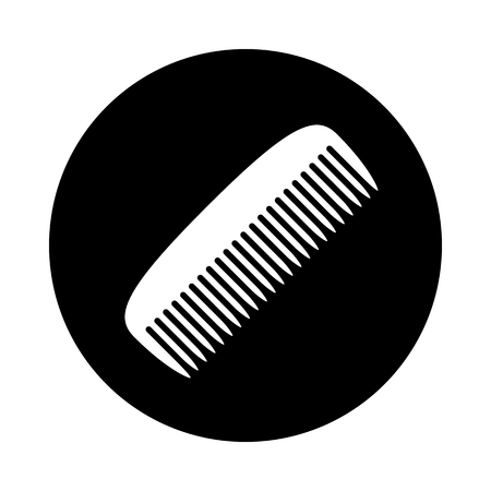 Comb circle icon. Black, round, minimalist icon isolated on white background. Comb simple silhouette. Web site page and mobile app design vector element.のイラスト素材