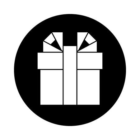 Gift box icon circle icon. Black, round, minimalist icon isolated on white background. Gift box icon simple silhouette. Web site page and mobile app design vector element.のイラスト素材