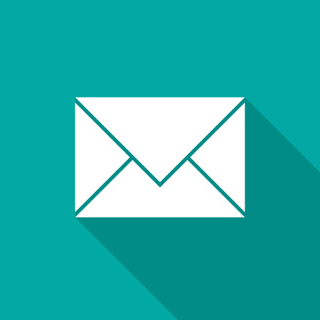 Mail icon with long shadow. Flat design style. Mail silhouette. Simple icon. Modern flat icon in stylish colors. Web site page and mobile app design vector element.のイラスト素材