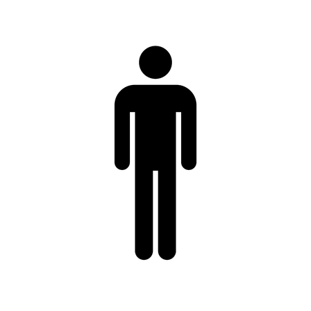 Man icon. Black icon isolated on white background. Man simple silhouette. Web site page and mobile app design vector element.のイラスト素材