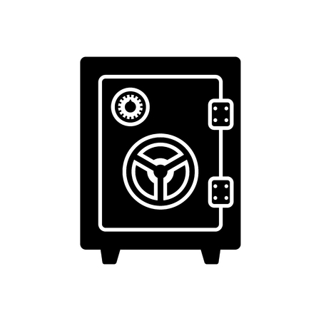 Vault icon. Black, minimalist icon isolated on white background. Safe simple silhouette. Web site page and mobile app design vector element.のイラスト素材