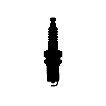 Spark plug icon. Black, minimalist icon isolated on white background. Spark plug simple silhouette. Web site page and mobile app design vector element.のイラスト素材