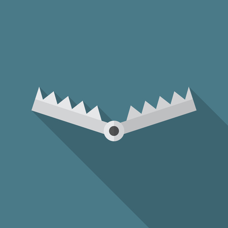 Trap icon with long shadow. Flat design style. Trap simple silhouette. Modern, minimalist icon in stylish colors. Web site page and mobile app design vector element.のイラスト素材