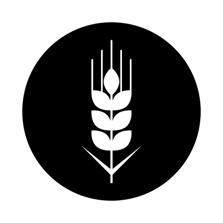 Wheat grain circle icon. Black, round, minimalist icon isolated on white background. Wheat grain simple silhouette. Web site page and mobile app design vector element.のイラスト素材
