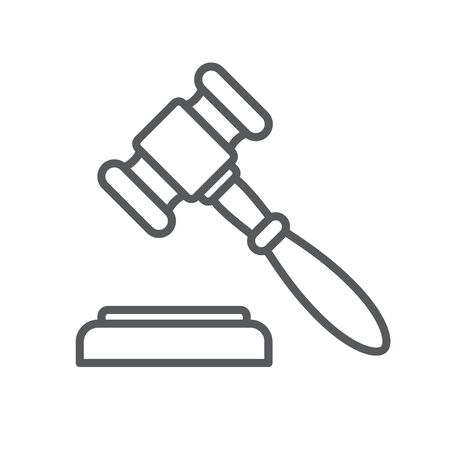 Judge gavel or auction hammer line icon.のイラスト素材