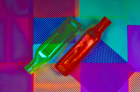 Two bottles on an abstract background.の写真素材