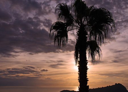 Sunset at Bordighera (Italy)の写真素材
