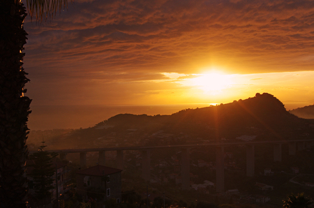 Sunset at Sasso di Bordighera (Italy)の写真素材