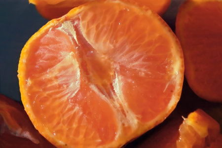 group of mandarines, oranges, macro overhead shot
