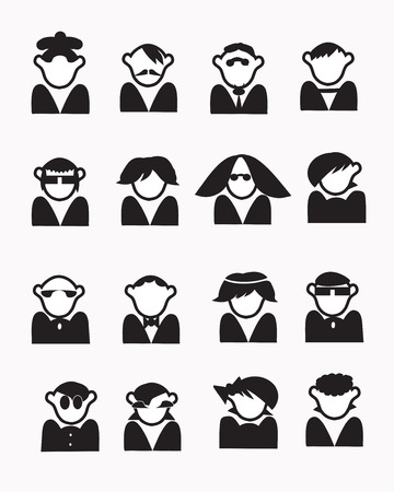 Funny people images set, icons for contacts, isolated on whiteのイラスト素材