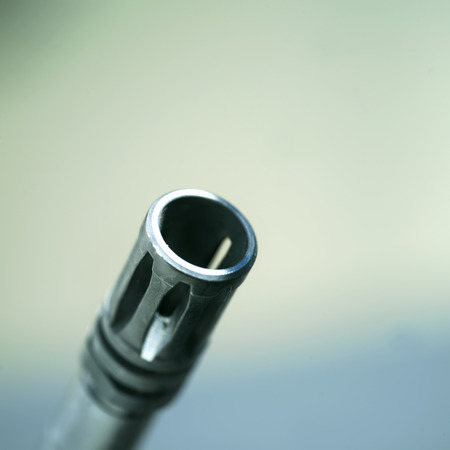 Barrel of a gun, macro shot with extremely shallow depth of fieldの写真素材