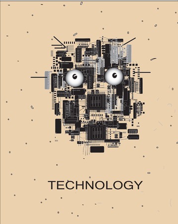 Silhouette of artificial intelligence human loke head and text Technology below, concept of future technologiesのイラスト素材