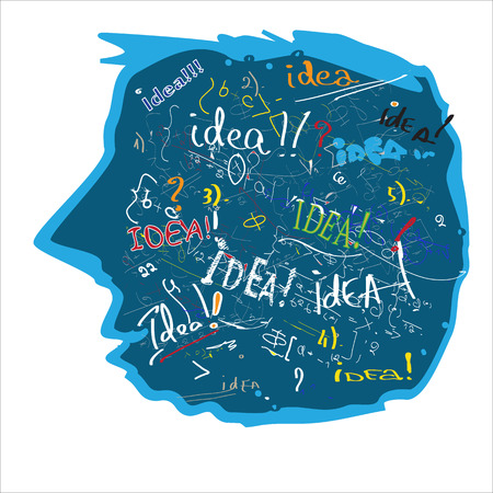 Illustration of a human head full of ideas, concept of innovationのイラスト素材