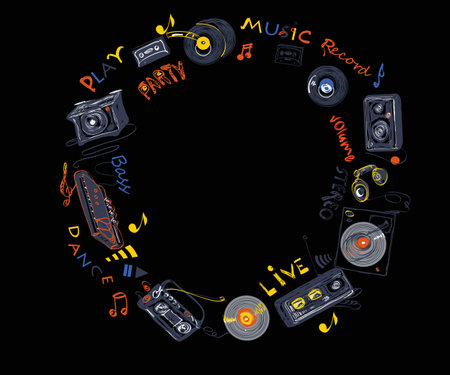 Music  Wreath Patternのイラスト素材