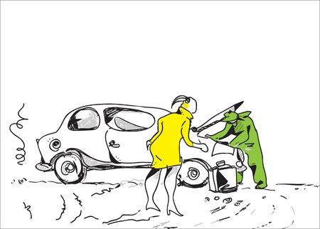 Broken Car Repairのイラスト素材