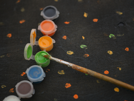 artist palette and brushの写真素材