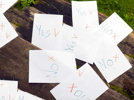 A heap of spoiled and rejected ballots abandoned outdoorの写真素材