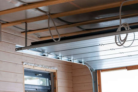 maintaining of a roller shutter gatage door, indoor shotの写真素材