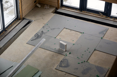 warming floor with modern construction materials, no people, indoor shotの写真素材
