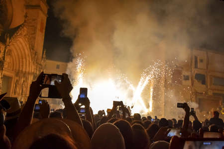 Vilafranca del Penedes, Spain - September 2, 2018: Traditional festival in vilafranca del penedes, Cataloniaのeditorial素材