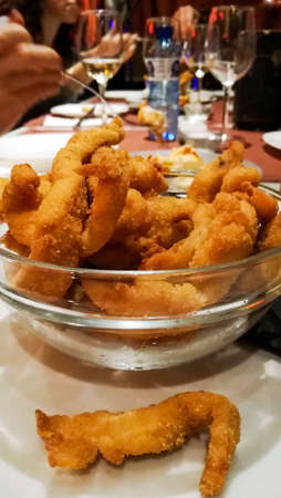 Strips of fried chicken as a starterの写真素材