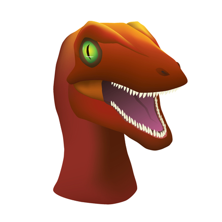 Velociraptor with green eyes illustration.のイラスト素材