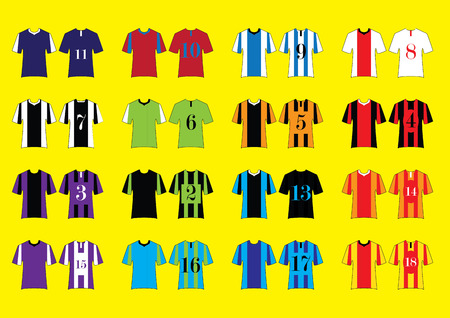 Different Designs of Soccer Kits. Colorful T-Shirts.のイラスト素材