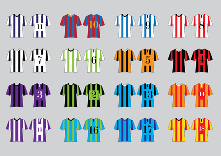 Different Designs of Soccer Kits. Colorful T-Shirts.のイラスト素材