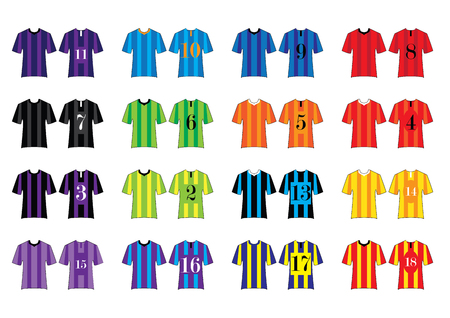 Different Designs of Soccer Kits. Colorful T-Shirts.のイラスト素材