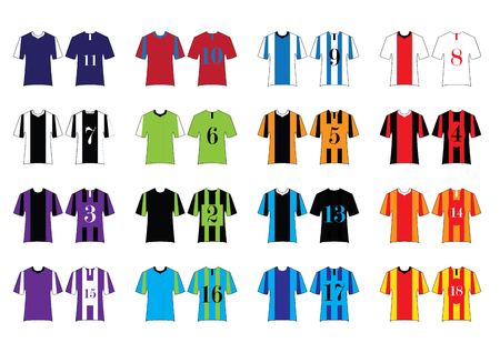 Different Designs of Soccer Kits. Colorful T-Shirts.のイラスト素材