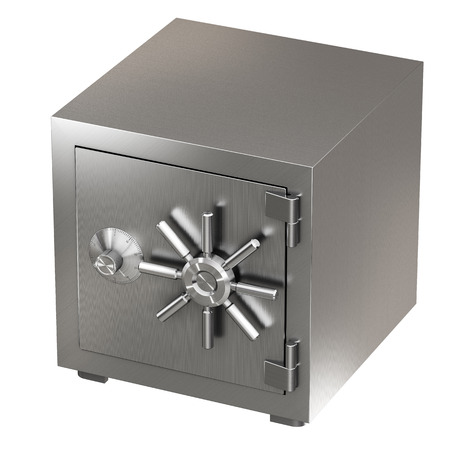 Realistic Safe Box. 3d Rendering Isolated on White Backgroundの写真素材