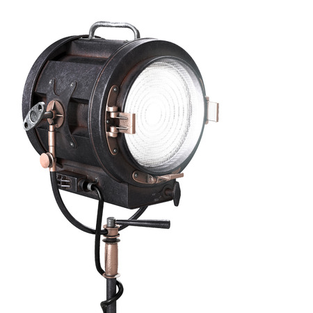 Vintage 3d Theater Spotlight or Movie Studio Light. Old Soffit Illustration Isolated on White Backgroundの写真素材