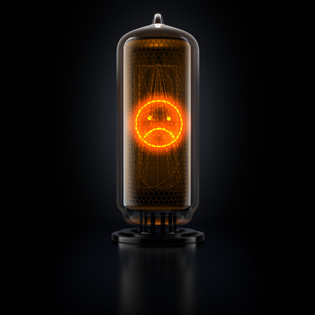 nixie tube digits smile bad on black background 3d renderingの写真素材