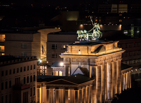 Brandenburg Gate at night (Brandenburger Tor), Berlin, Germany, Europe.のeditorial素材