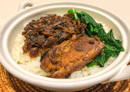 Steamed Belly Pork with Swatow Mustard Cabbage Recipes. Asian Traditional Chinese Food.の写真素材
