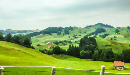 Beautiful Scenery on drive way along the border of Switzerland and Lichtenstein, Vaduz, Lichtensteinの写真素材