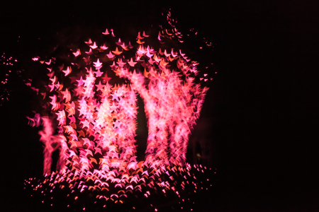 abstract star bokeh light illumination background on the trees at night. Tree of stars concept.の写真素材