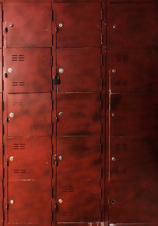 old rusty vintage color faded dirty lockers, interior steel furniture decorationの写真素材