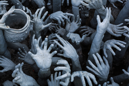 Chiangrai, Thailand - September 01, 2018: Wat Rong Khun (White Temple) is one of most favorite landmarks tourists visit in Thailand, built with modern contemporary unconventional Thai Buddhist arts.のeditorial素材