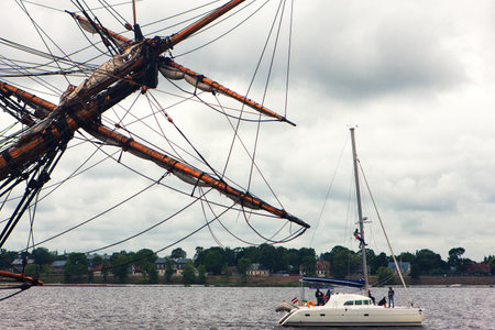 Sailboats on the river