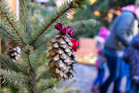 Christmas decorations on the Christmas tree in the center of the city in Riga. Latvia