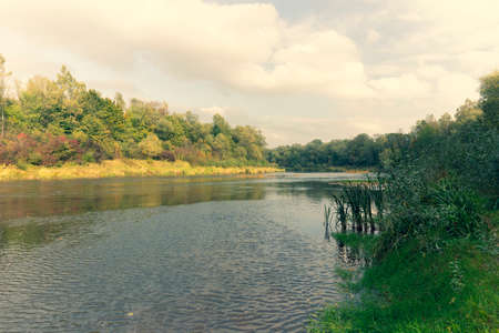 River Gauja in autumn in the Latvian National Park. The nature park is popular for outdoor...