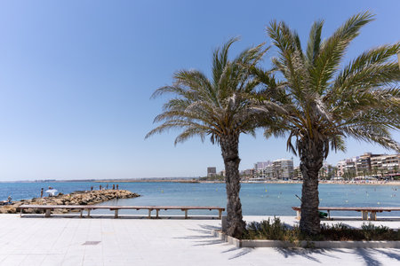 Two chairs on a sandy beach in Spain in spring. High quality photoの写真素材