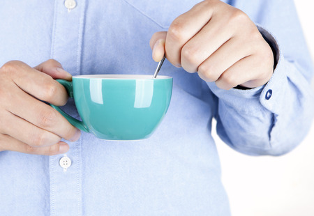 having a cup of coffeeの写真素材